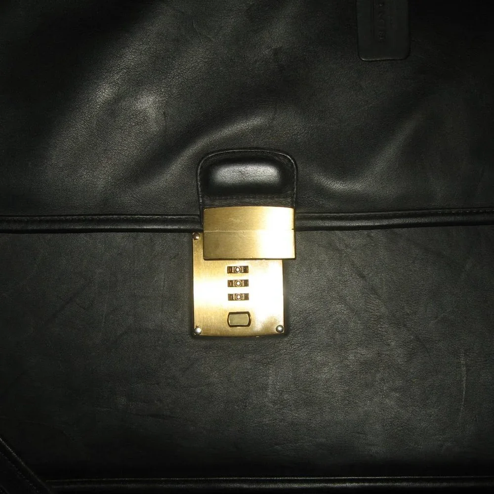 ❤️COACH DIPLOMAT 5353 Black Leather Attache Briefcase Valise w/Combo Lock …